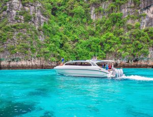 Speed boat at Andaman Sea, Phi Phi island in Krabi.Thailand.